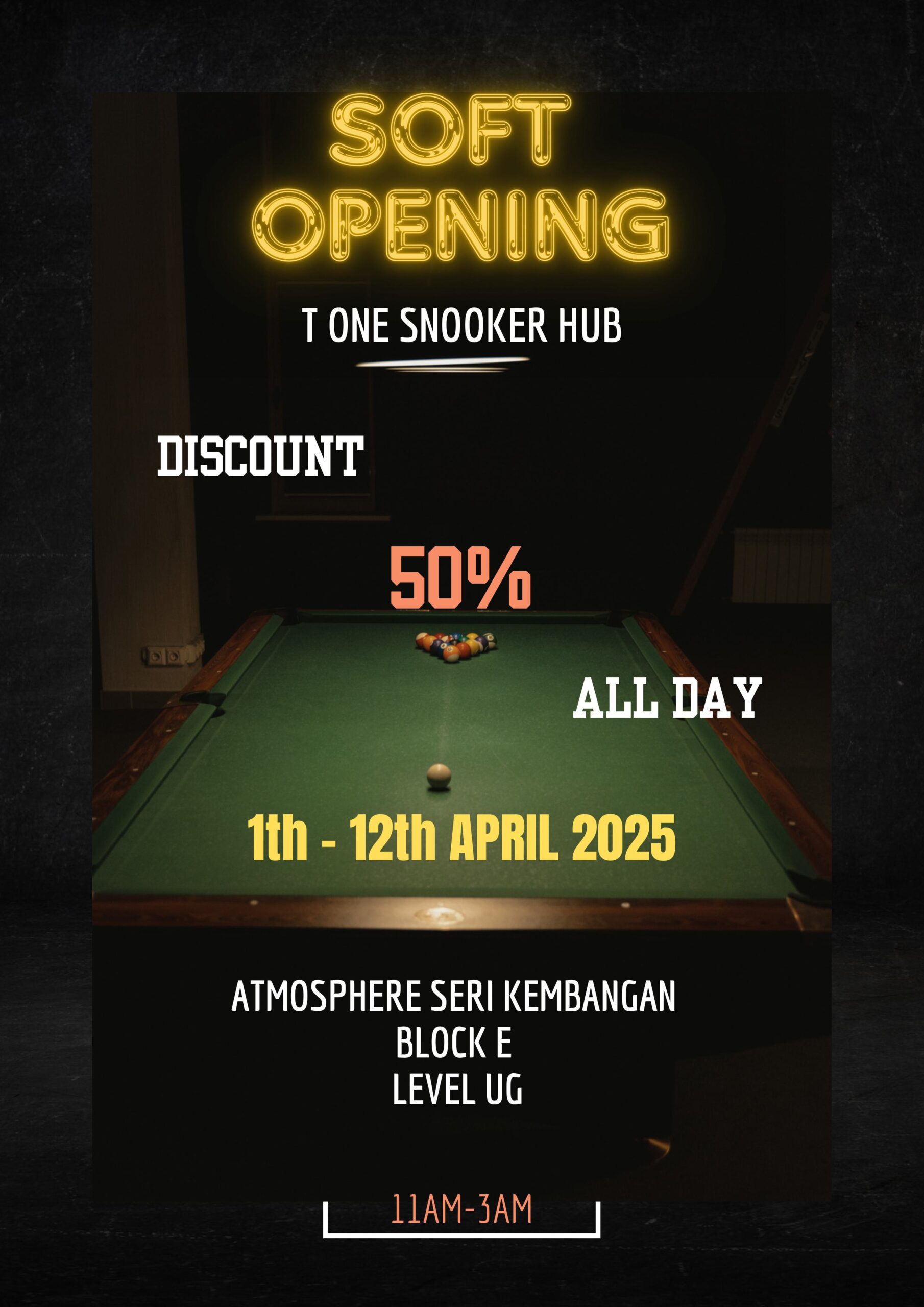 T ONE SNOOKER HUB Soft Opening